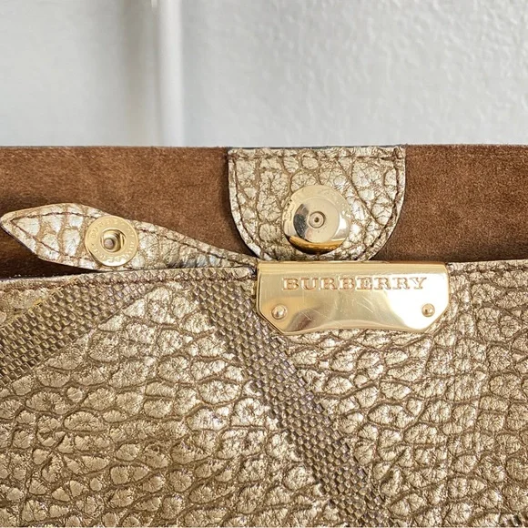 Burberry gold check leather bag